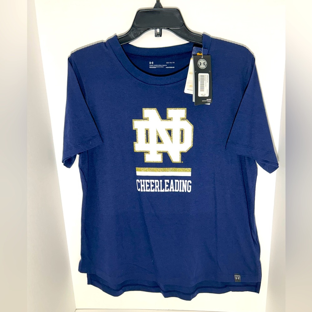 NWT! Under Armour Women’s Notre Dame Cheerleading Tee; Size Large
